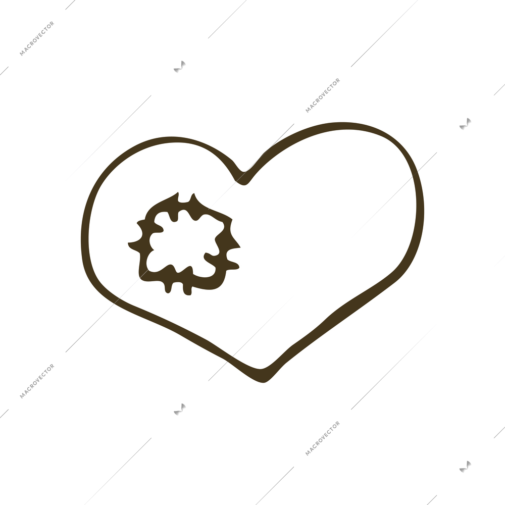 Broken heart with patch doodle icon vector illustration