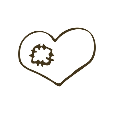 Broken heart with patch doodle icon vector illustration