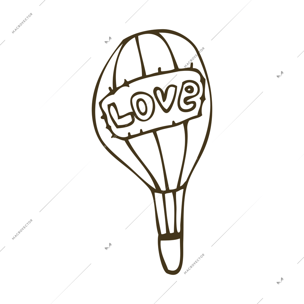 Doodle parachute with word love on it vector illustration