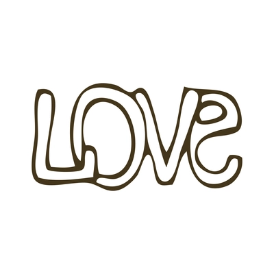 Hand drawn word love on white background vector illustration