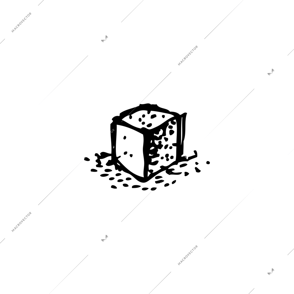 Sugar cube on white background doodle vector illustration