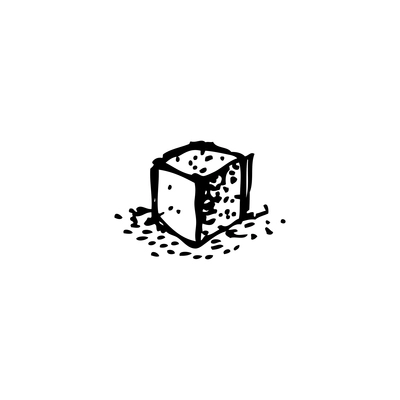 Sugar cube on white background doodle vector illustration