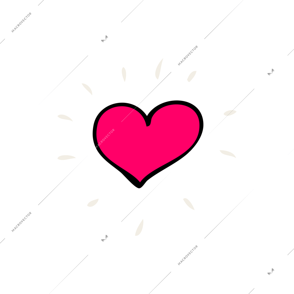 Love doodle icon with pink heart on white background vector illustration