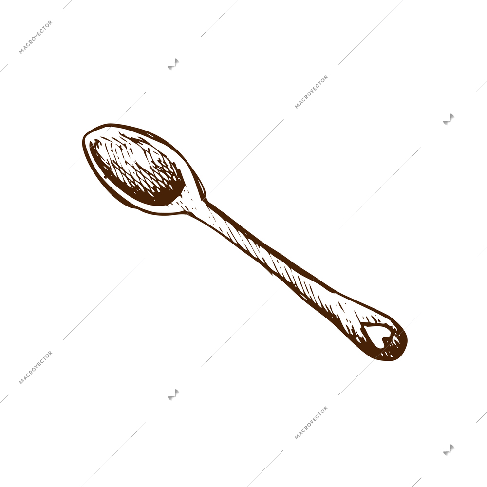 Hand drawn tea spoon on white background vector illustration