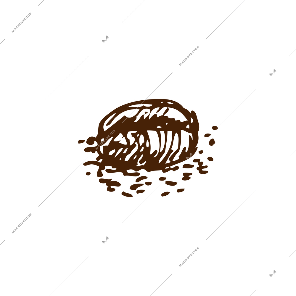 Roasted coffee bean doodle vector illustration