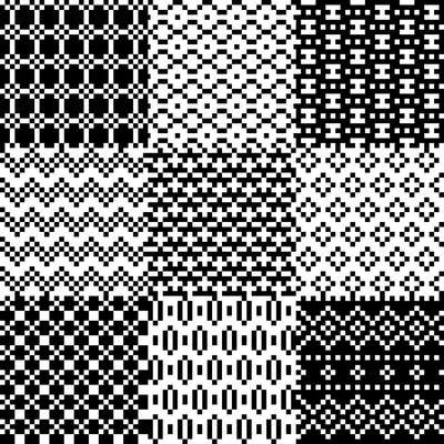 Abstract seamless pixel patterns set vector illustration