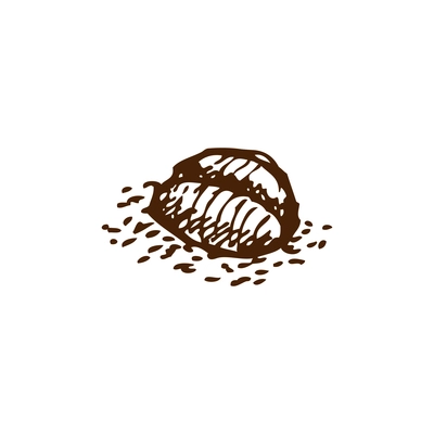 Doodle hand drawn coffee bean on white background vector illustration