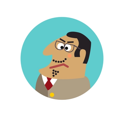 Flat icon of boss in glasses with angry face vector illustration