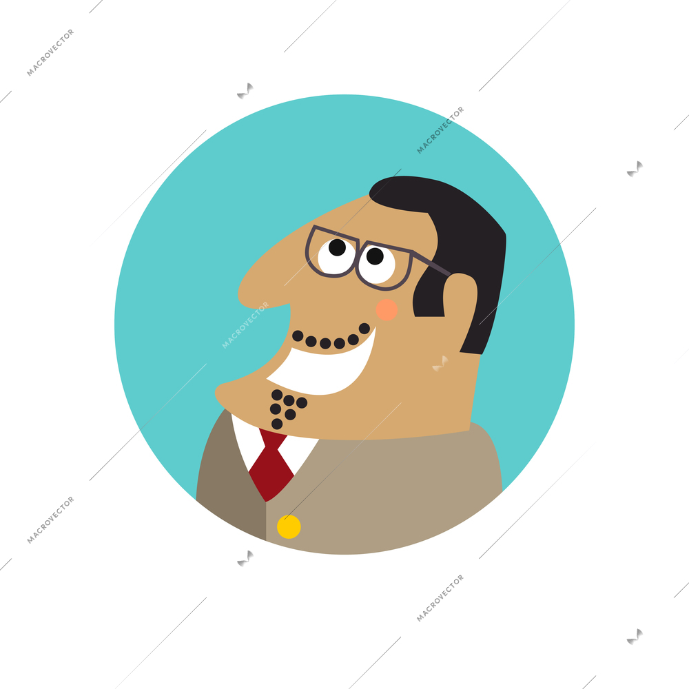 Happy smiling boss face flat vector illustration