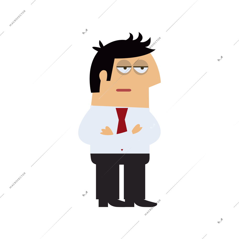 Frustrated tired manager in office wear flat vector illustration