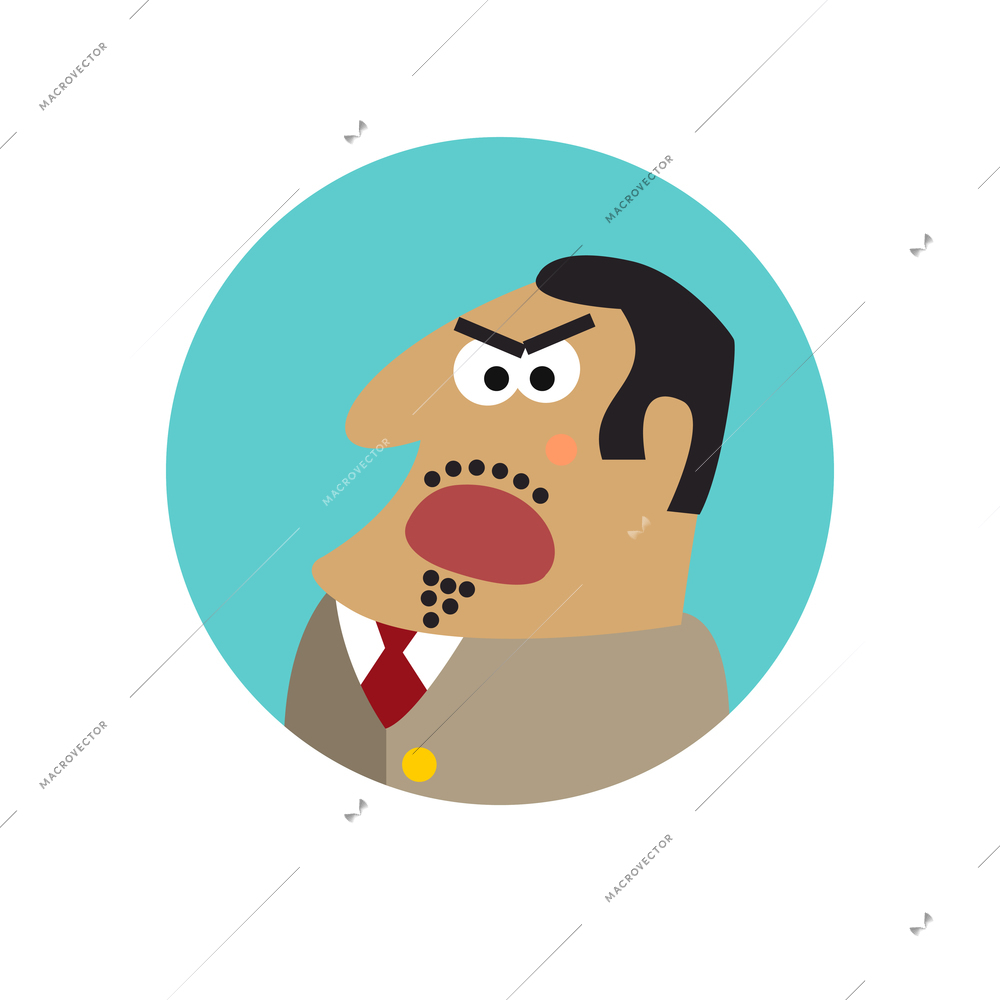 Flat icon of boss feeling negative emotions vector illustration