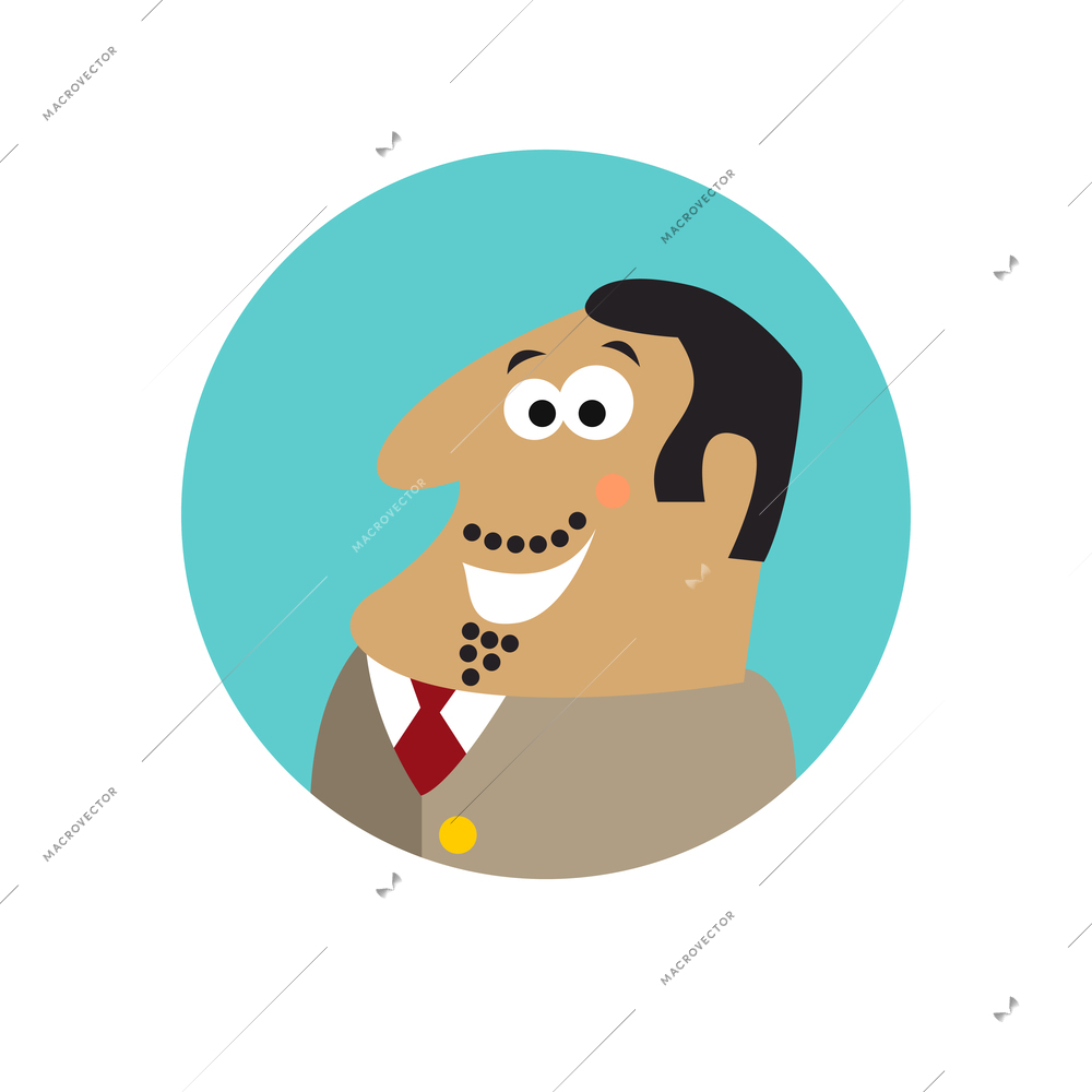 Boss with happy facial emotion flat icon vector illustration
