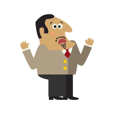 Amazed male boss flat icon on white background vector illustration