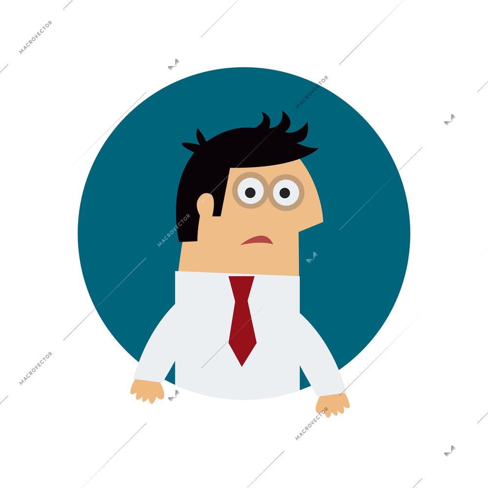 Flat icon of manager with confused face expression vector illustration