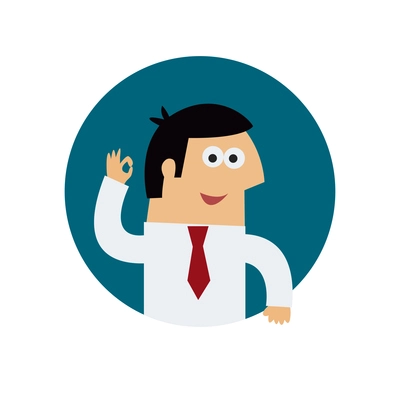 Icon with happy male manager feeling good flat vector illustration