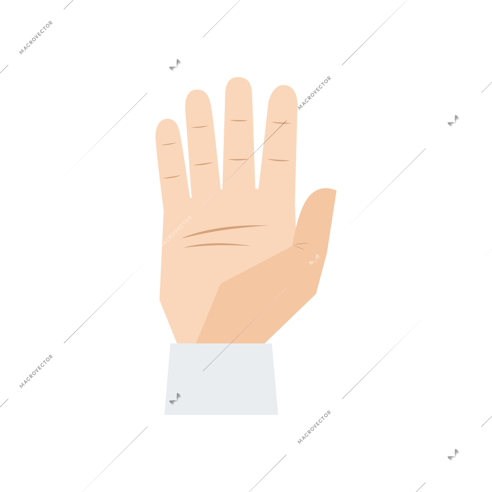 Hand gesture flat icon with open human palm vector illustration