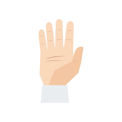 Hand gesture flat icon with open human palm vector illustration