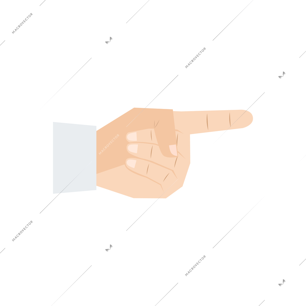 Human hand gesture flat icon with pointing finger vector illustration