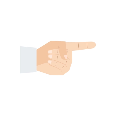 Human hand gesture flat icon with pointing finger vector illustration