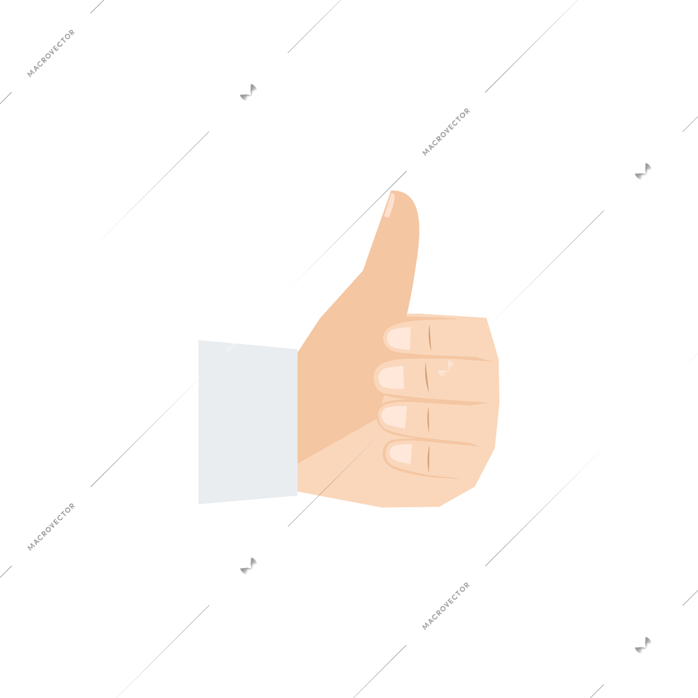 Hand gesture thumb up flat icon on white background vector illustration