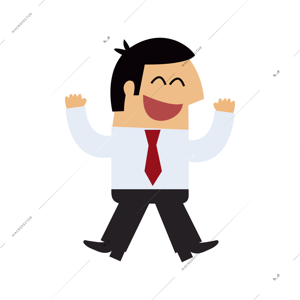 Cheerful manager jumping full length icon flat vector illustration