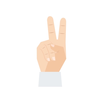 Hand gesture flat icon with fingers showing peace sign vector illustration