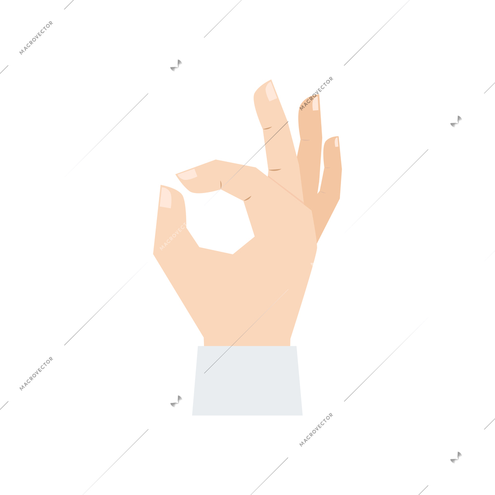 Ok hand gesture flat icon on white background vector illustration