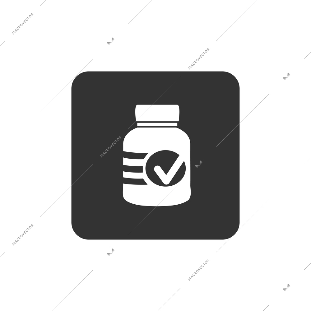 Fitness flat icon with bottle of sport supplement or vitamins vector illustration