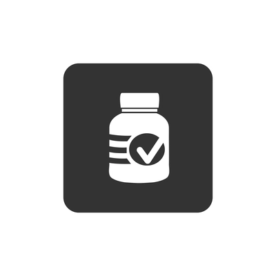 Fitness flat icon with bottle of sport supplement or vitamins vector illustration