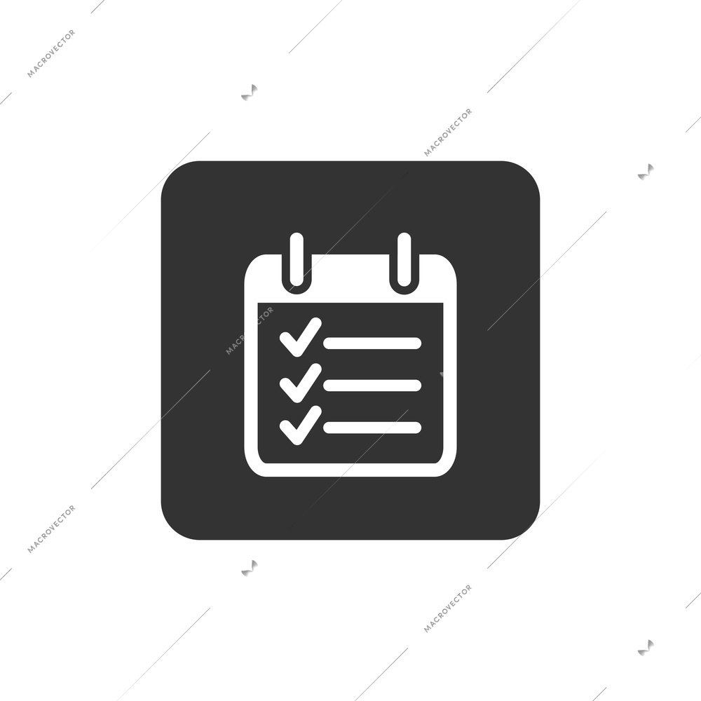 Flat icon of check list page on black background vector illustration