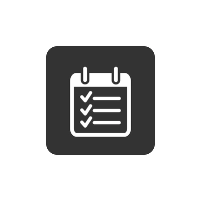 Flat icon of check list page on black background vector illustration