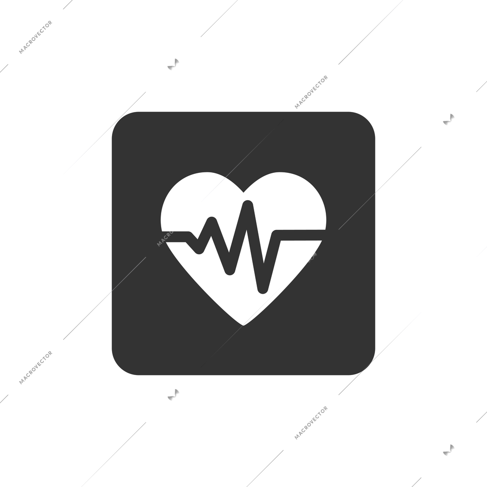 Fitness or medical icon with heart beat flat vector illustration