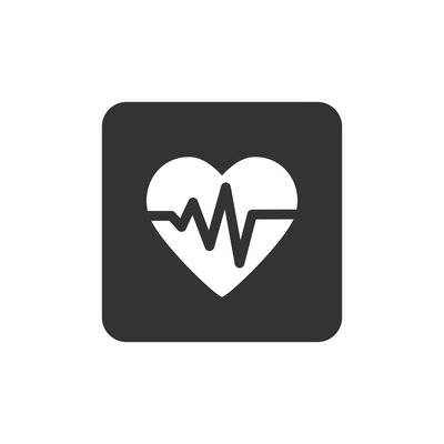 Fitness or medical icon with heart beat flat vector illustration