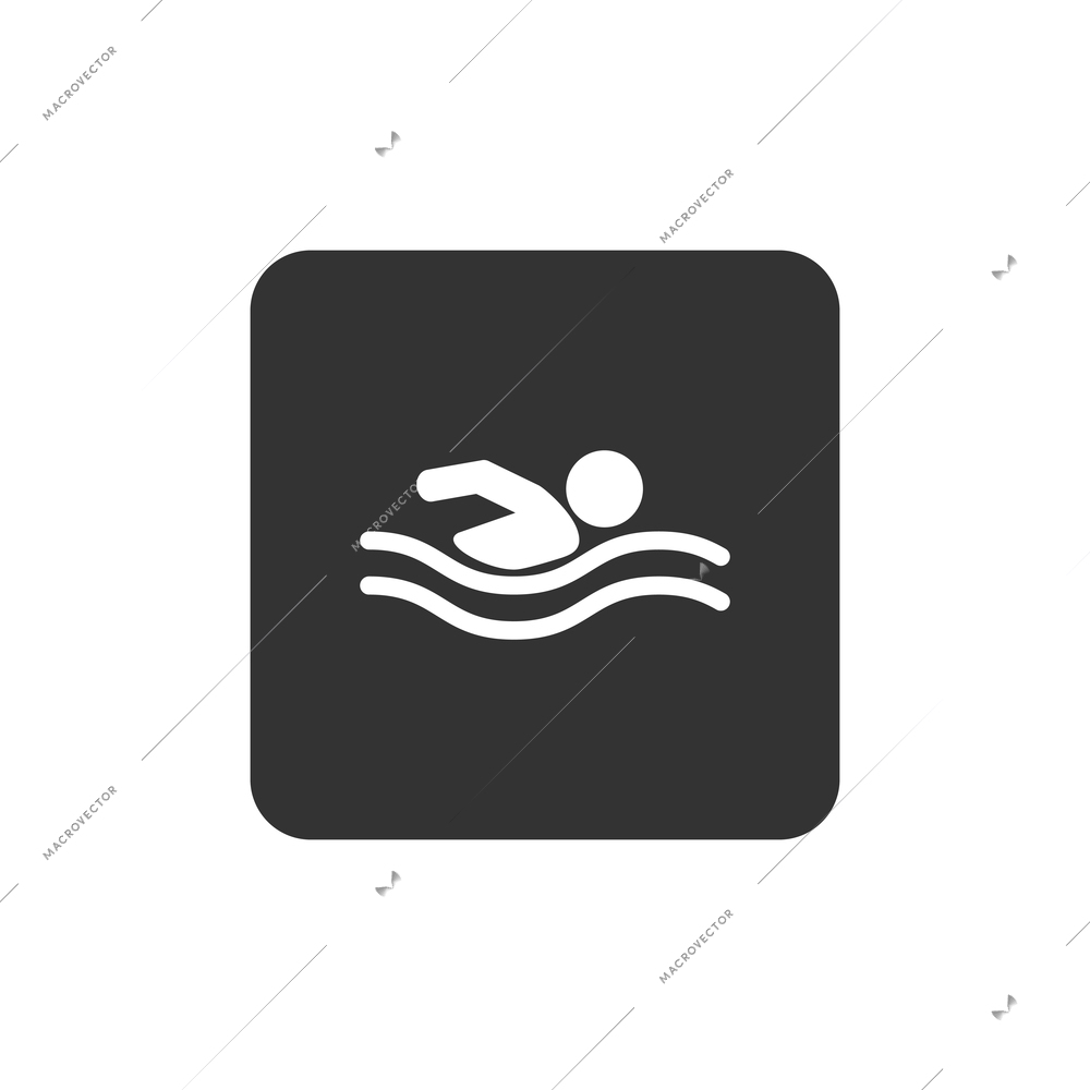 Flat fitness icon with swimming character vector illustration