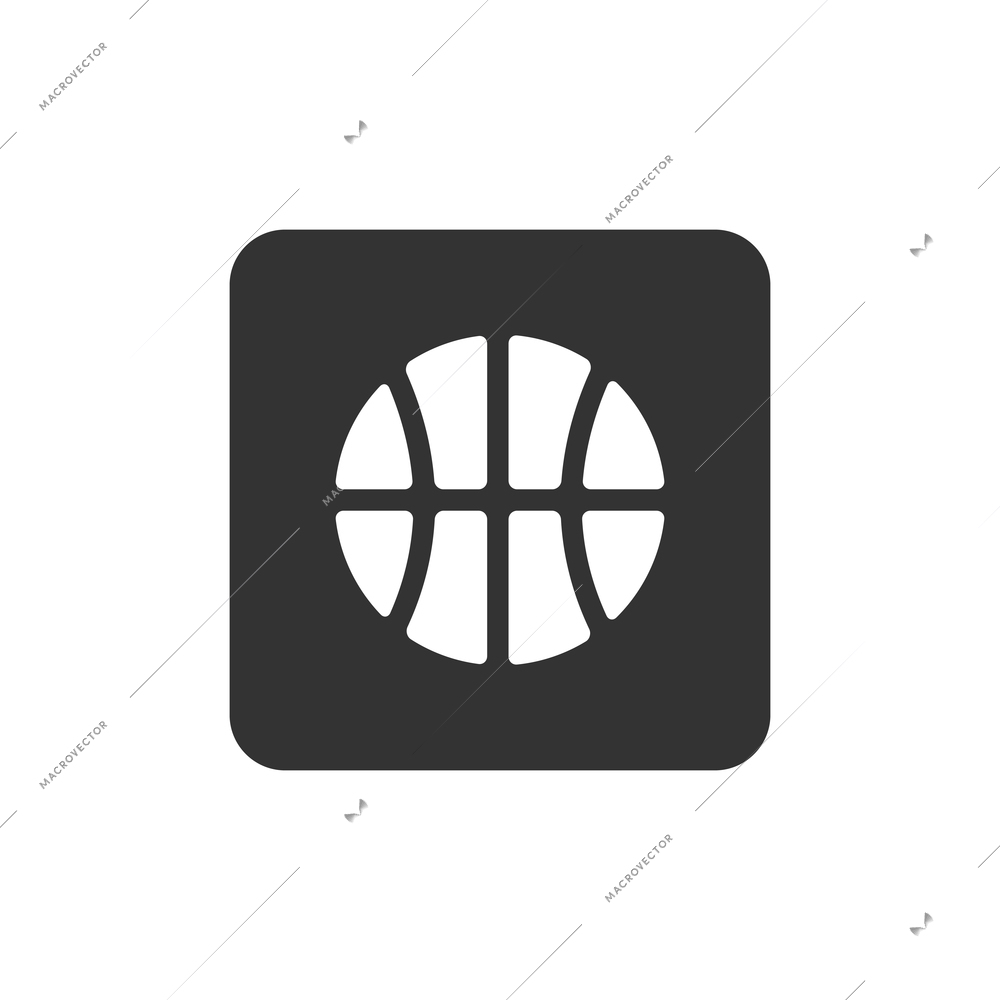 Flat design icon with white basketball vector illustration