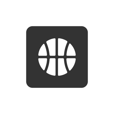 Flat design icon with white basketball vector illustration