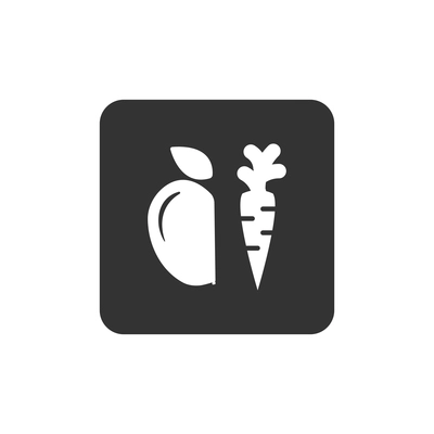 Healthy food icon with carrot and apple flat vector illustration