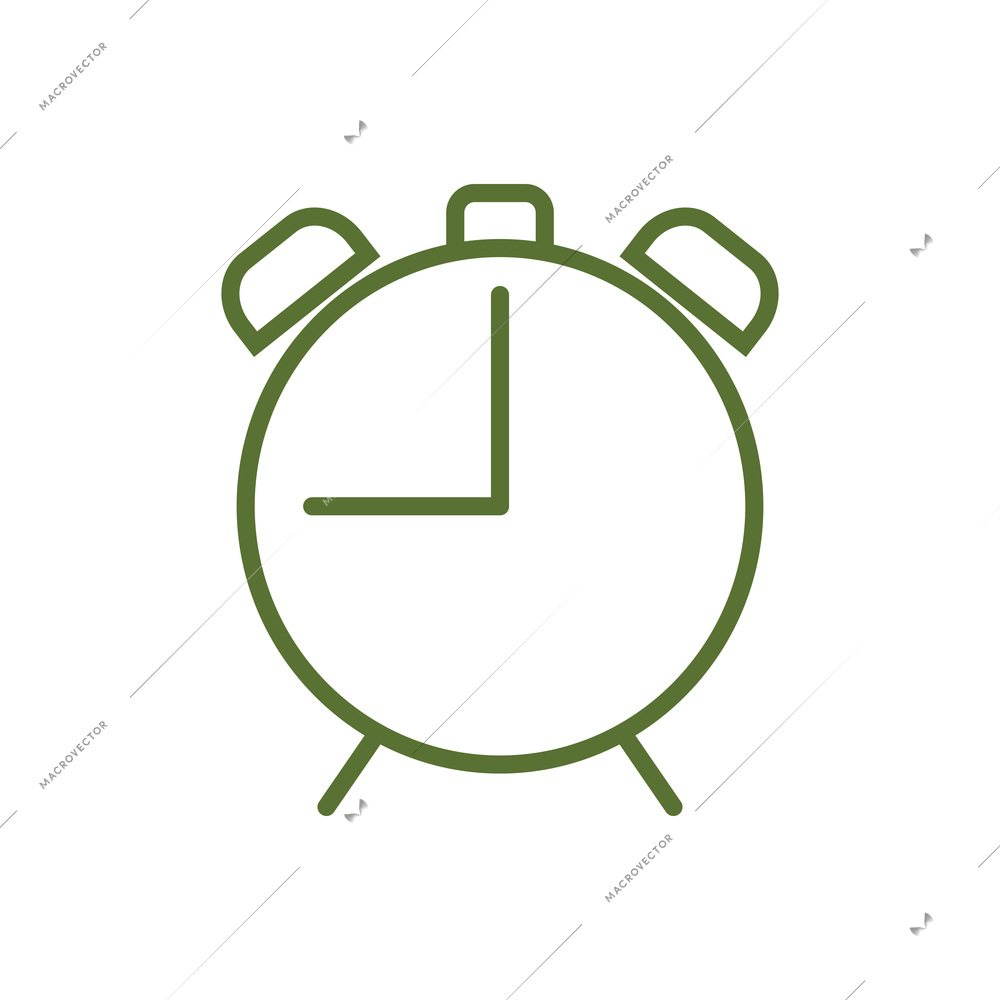 Flat contoured alarm clock icon on white background vector illustration