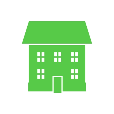 Green color two storeyd residential house flat icon vector illustration