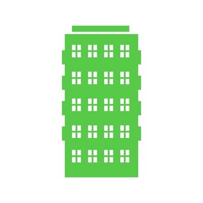 Flat icon with green many storeyed residential house vector illustration