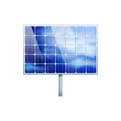 Realistic front view of modern solar panel on white background vector illustration