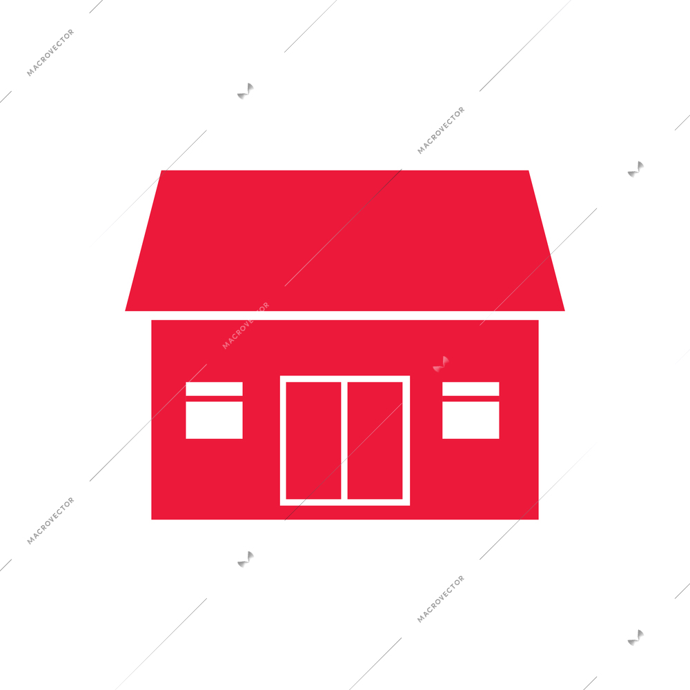 Simple icon of red residential private cottage house flat vector illustration