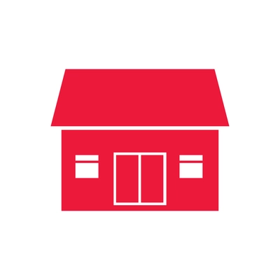 Simple icon of red residential private cottage house flat vector illustration