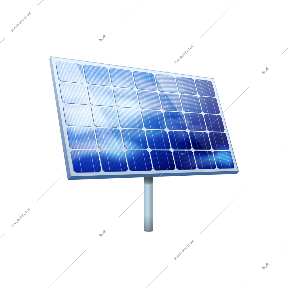 Solar panel on white background realistic vector illustration