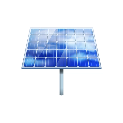 Solar panel front view on white background realistic vector illustration