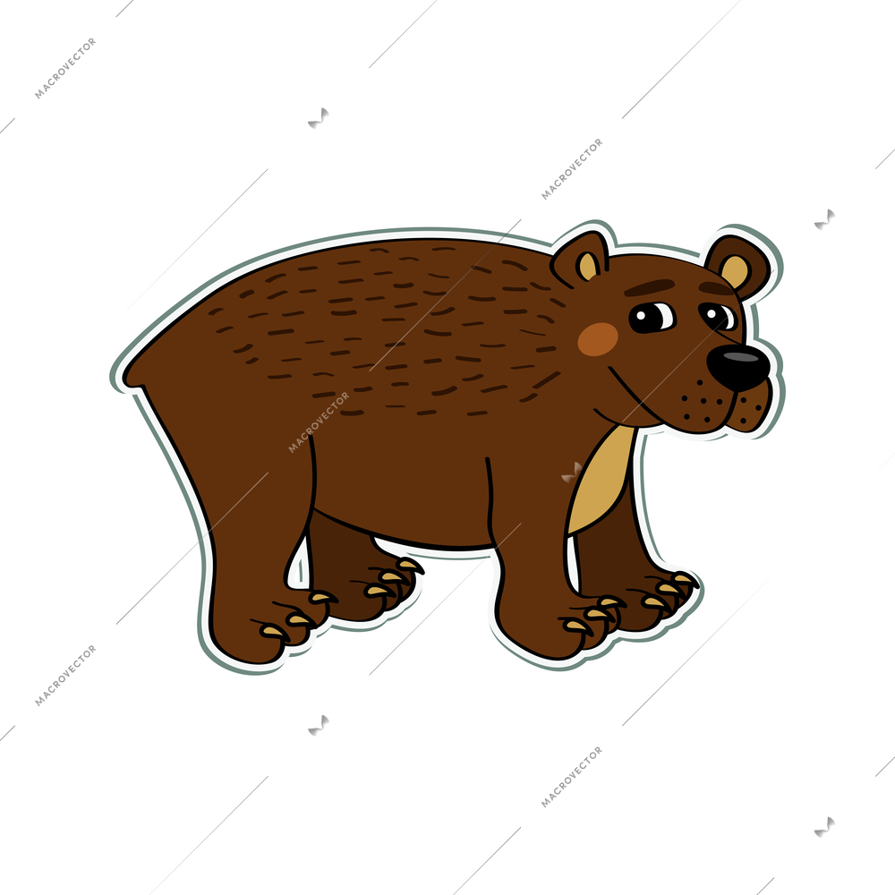 Friendly brown bear cartoon icon vector illustration