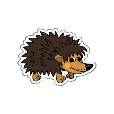 Cute brown hedgehog cartoon icon on white background vector illustration