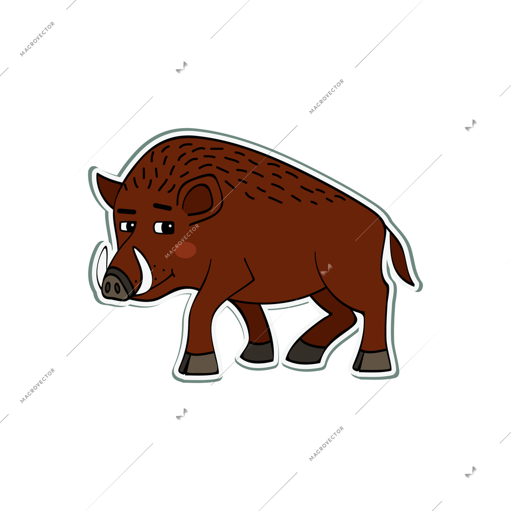 Cute wild board cartoon icon on white background vector illustration