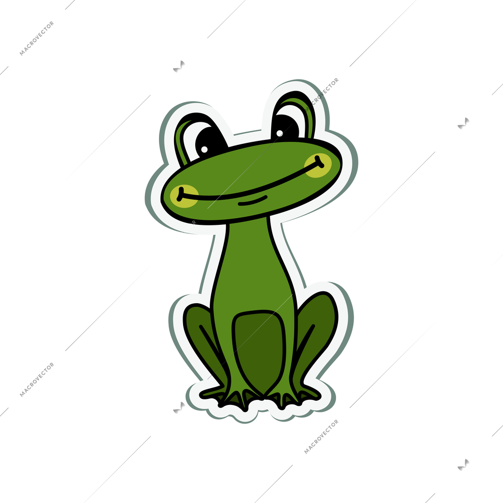 Cartoon icon of small funny green frog vector illustration