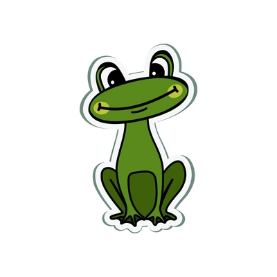 Cartoon icon of small funny green frog vector illustration